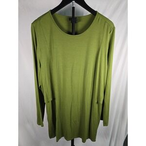 J Jill Wearever Collection XL Olive Green Layered Tunic Top Long Sleeve Stretch